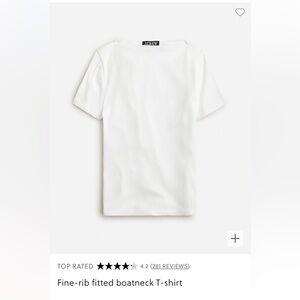 J crew fine ribbed fitted boat neck t shirt women’s large white NWT